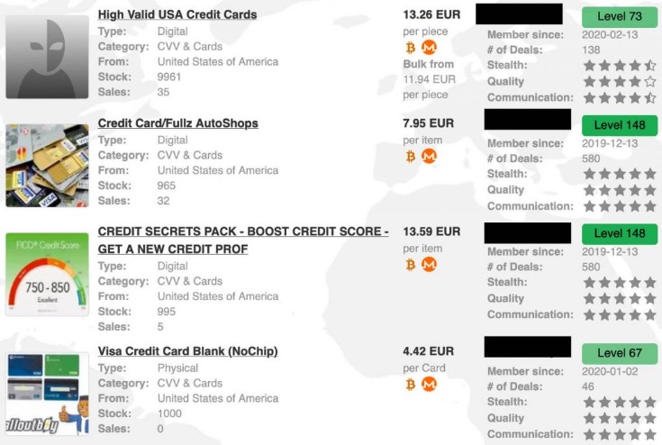 credit card dark web links